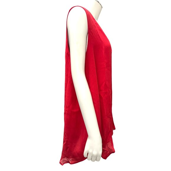 Ann Taylor XL Red Chic Sleeveless Layered Tank Top V Neck Sheer Back Lightweight - Picture 8 of 11